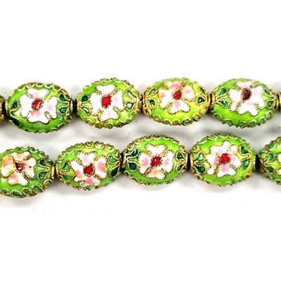 ENAMEL FLAT OVAL 9X13MM APPLE GREEN
